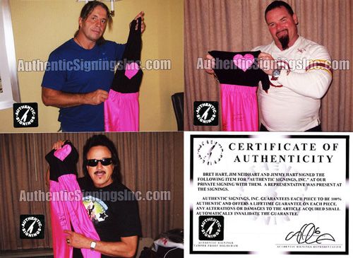 The Hart Foundation - Autographed Tights (Black & Pink)