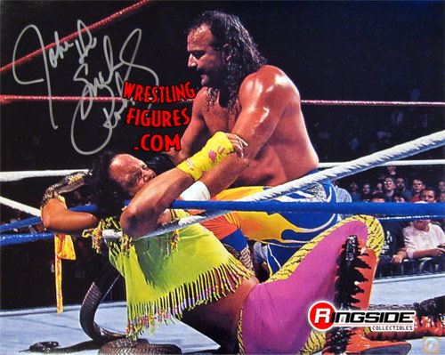 Jake Roberts (King Cobra Biting Macho Man) - Autographed 16x20 Photo
